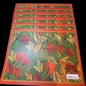 Set of 6 Vintage Harvest Vinyl Placemats New Autum Leaves
